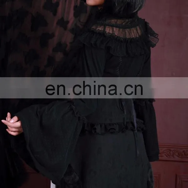 Gothic Flared Long Sleeve Shirt With Flared Sleeves photo-6