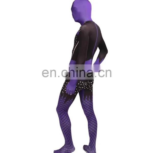 Wholesale Purple Sexy Full Hood Halloween Costume Zentai Lycra Catsuit photo-3