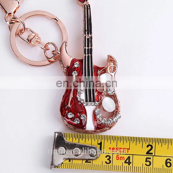 Musical Instruments Red Enamel Guitar Rock Band Keychain Jewelry photo-2