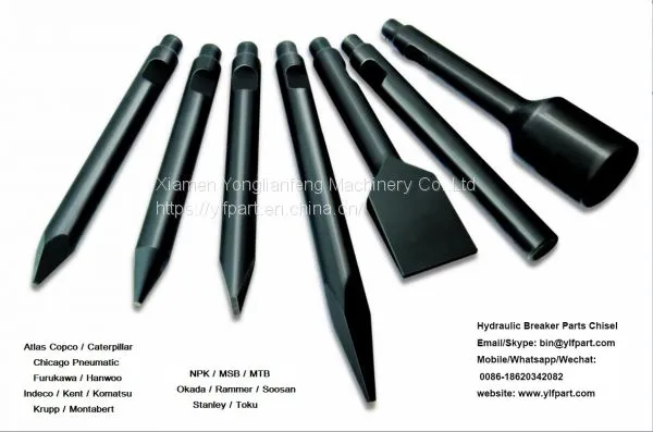 Excavator hydraulic breaker Komatsu JTHB150,JTHB190,JTHB230,JTHB310,JTHB400 attachment rod bits chisel