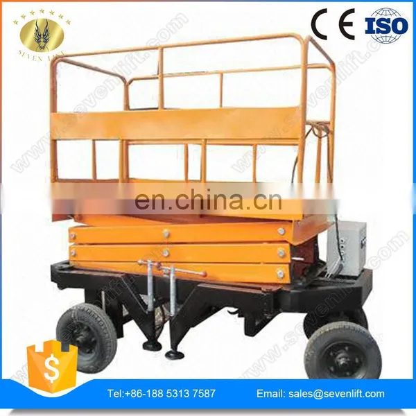 7LSJY Shandong SevenLift Hydraulic Wholesale Outdoor Use Manual Low Noise 12m Trailing Hydraulic Lift for Painting photo-2