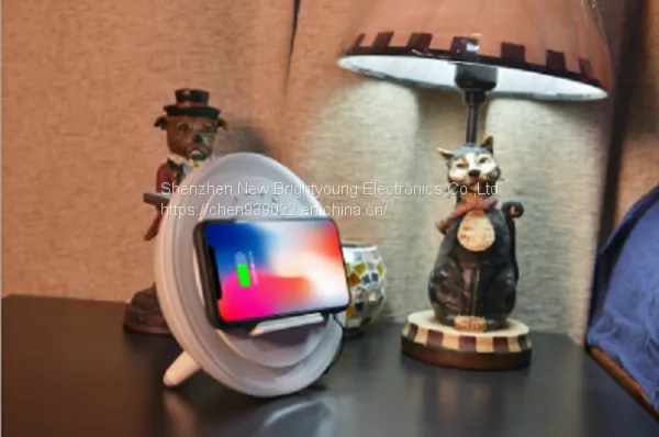 A21 Button Bluetooth Speaker Wireless Charging Colorful Atmosphere Bedside Lamp photo-4