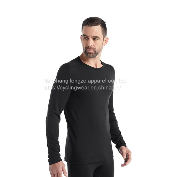 Men's Merino Wool Long Sleeve Baselayer Thermal Underwear for Hiking Ski photo-2