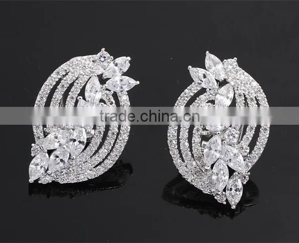New Model China Wholesale Rhodium Plated Cubic Zirconia Bridal Indian Jewelry Set photo-6