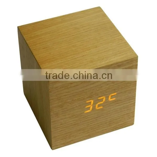 LED Digital Wooden Touch Control Desk Clock photo-2