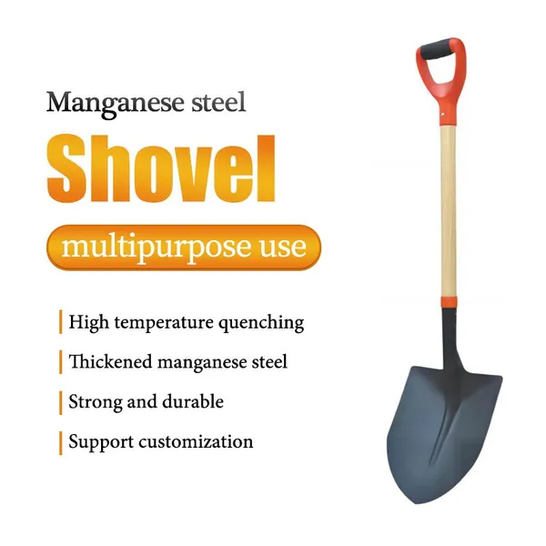 Manganese Steel Garden Spade and Shovel Round Point Digging Shovel With Wooden Handle Wholesale Garden Tools photo-4