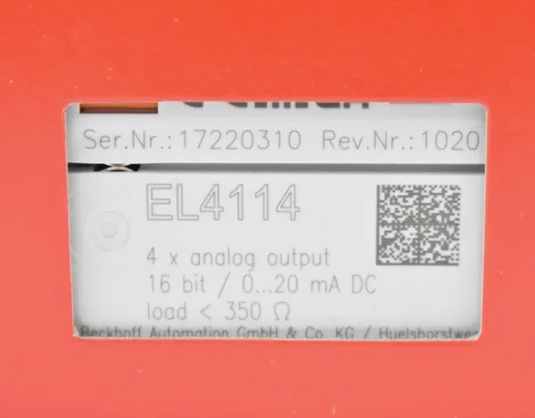 Beckhoff EL4114 EtherCAT Analog Output Terminal 4-Channel Voltage Output Module ±10V Industrial Automation I/O photo-5