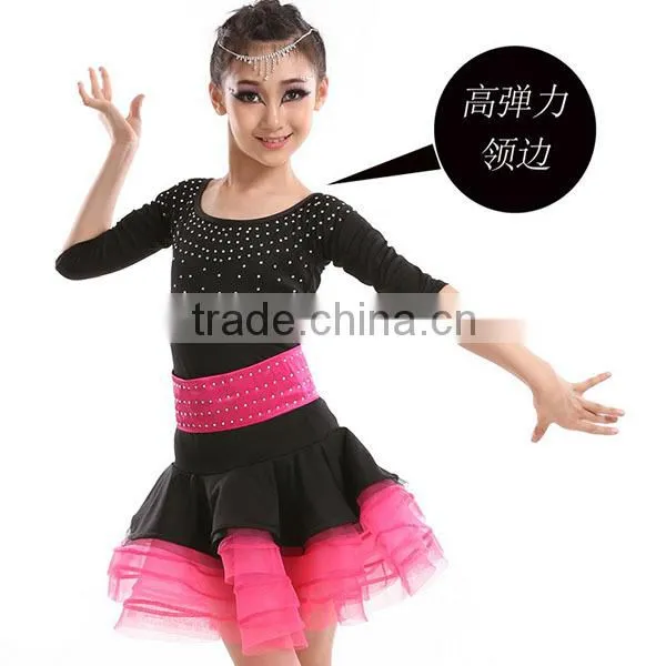 Latest Design Latin Dance Costume for Kids Competition With Drill Good Quality Latin Dance Costume photo-2