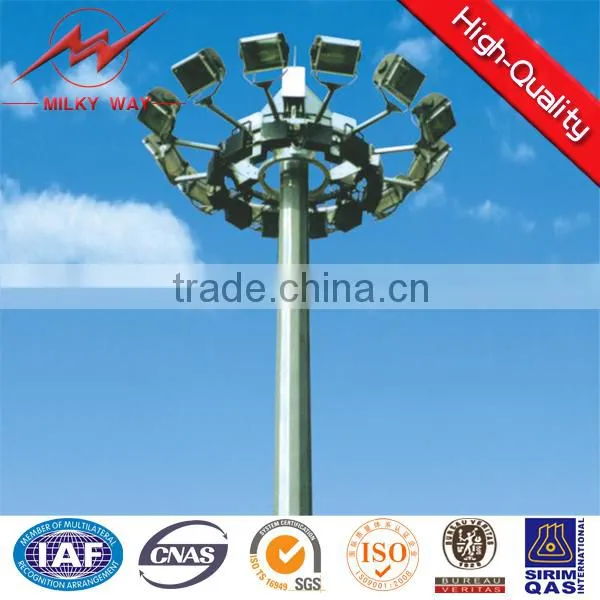 30m High Mast Light Poles with single system 15*2000w lights