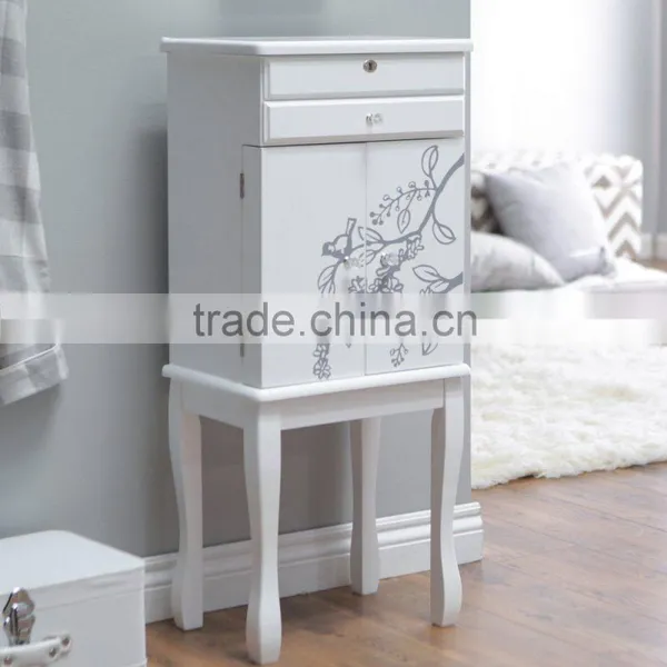Jewelry Armoire With Charming Bird, Made of MDF