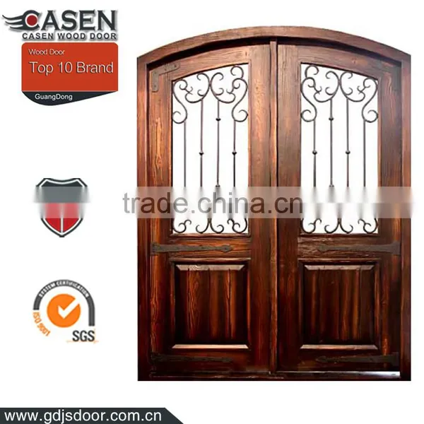 Exterior Solid Wood Arched Top French Doors Design photo-2