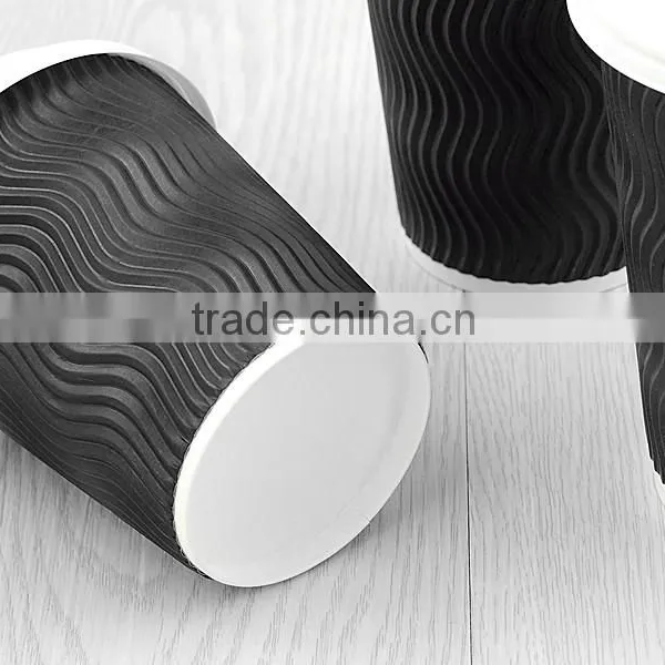 S-shape Disposable Ripple Wall Coffee Paper Cups With Lid for Hot Drinks Quality Choice photo-3
