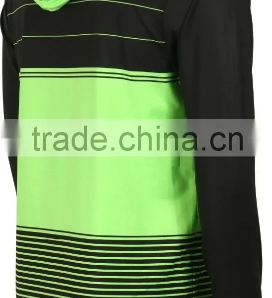 92% Polyester 8% Spandex Long Sleeves Sublimated Hooded Compression Shirt / Rash Guard With Custom Sub Stripes Design photo-2