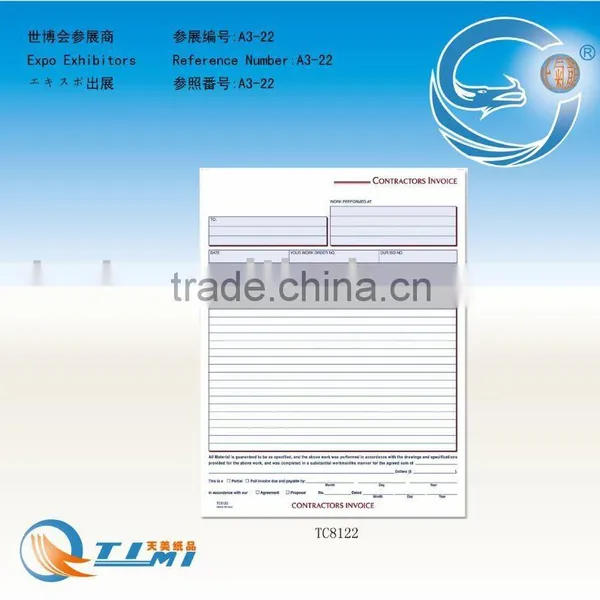 Contractors Invoice Book Business Forms