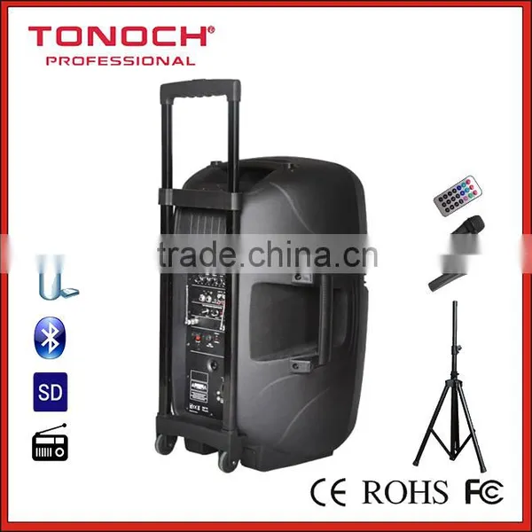 15" Bettery Speaker With MP3/USB/SD/BLUETOOTH/REMOTE CONTROL/TROLLEY/WHEELS photo-2