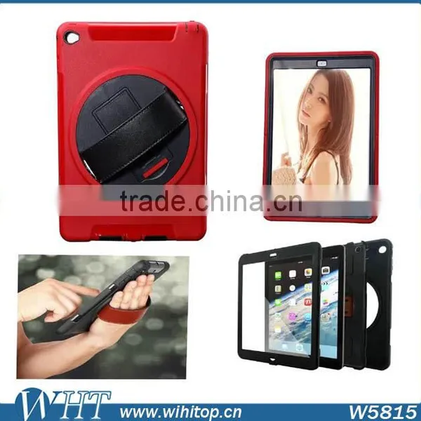 Touchable Screen TPU PC Rotating Stand 3 in 1 Hybrid Rugged Armor Case for IPad 2 3 4 With Hand Strap photo-5