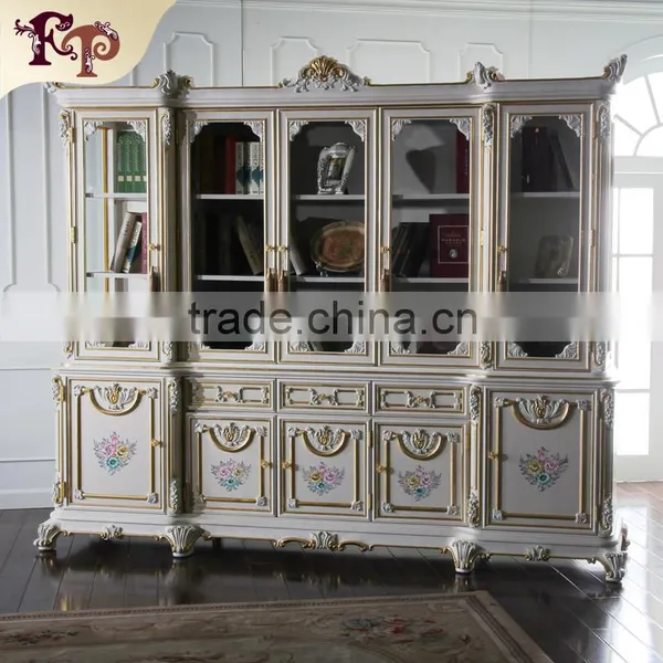 Classical Europe Style Wooden Bookcase With White Color