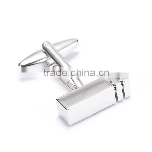 Black Lined Silver Cube Cufflinks photo-3