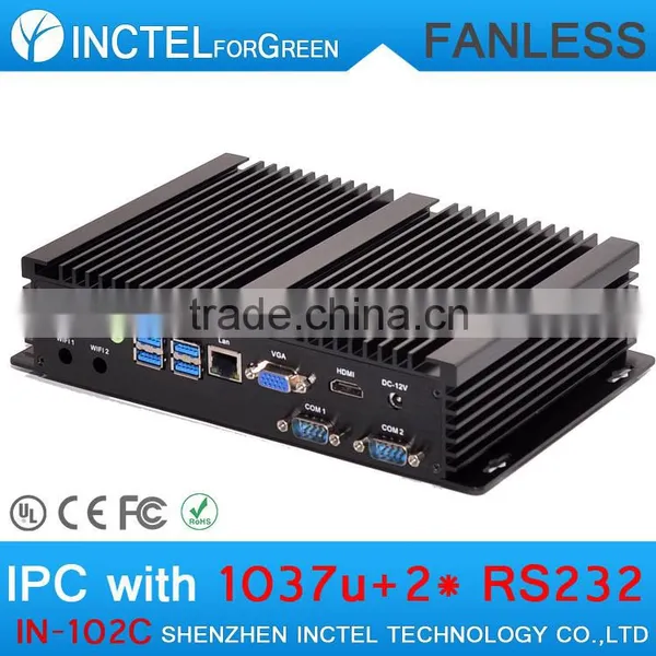 Fanless Mini Industrial PC Computer Workstation With 2 COM 4 USB 3.0 Intel Celeron 1037u Processor With 4G RAM Only photo-5