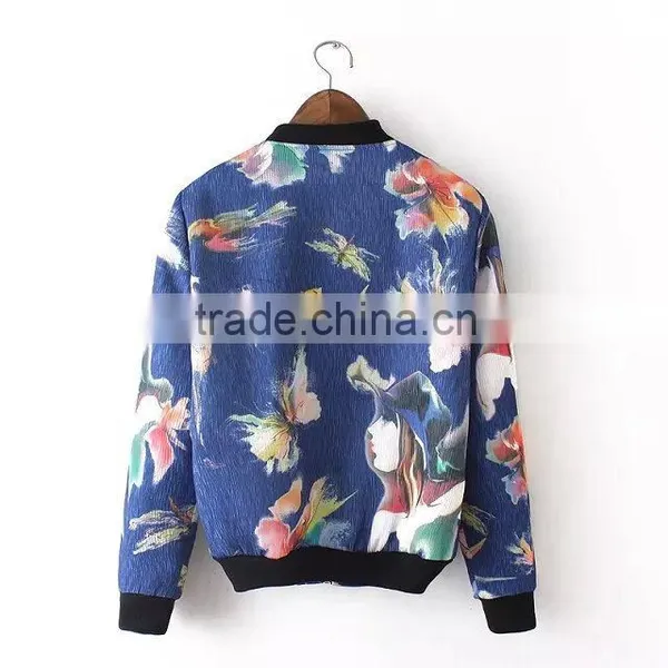Cheap China Wholesale Clothing Floral Print Baseball Coat photo-5