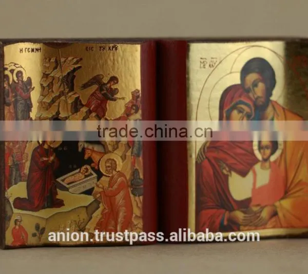 Greek & Russian Orthodox Wooden Icon. Bible Shape photo-3