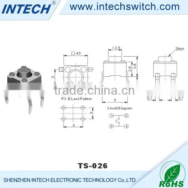 OEM Black 6mm Tact Switch , Tact Switch