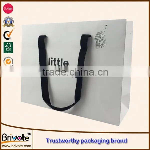 Shopping and Packaging Paper Bags/luxury Paper Shopping Bags With Button Closure Handle/printing White Paper Bags Manufacture photo-2