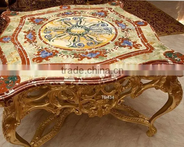 Inlays Mosiac Marble and Onyx Table