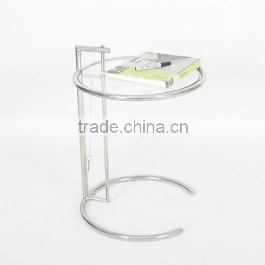 Modern Small Round Glass Table Eileen Gray Adjustable Glass Table photo-5