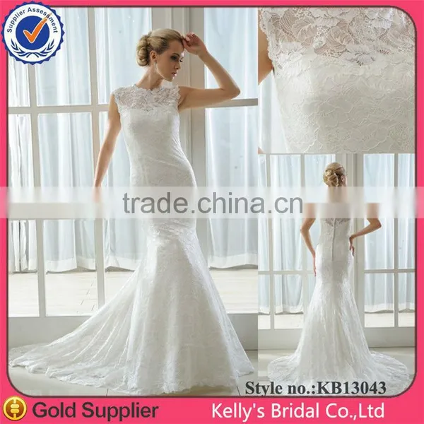 New Model Backless Long Sleeve Lace Wedding Dresses 2014 photo-4