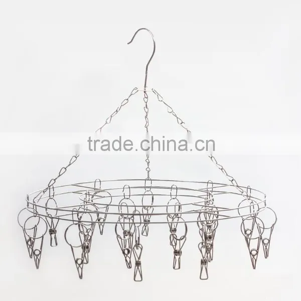 Round Stainless Steel Clothes Clip Hanger and Clips Clothes Drying Rack Hanger Socks Shorts Underwear Drying Hanger photo-2