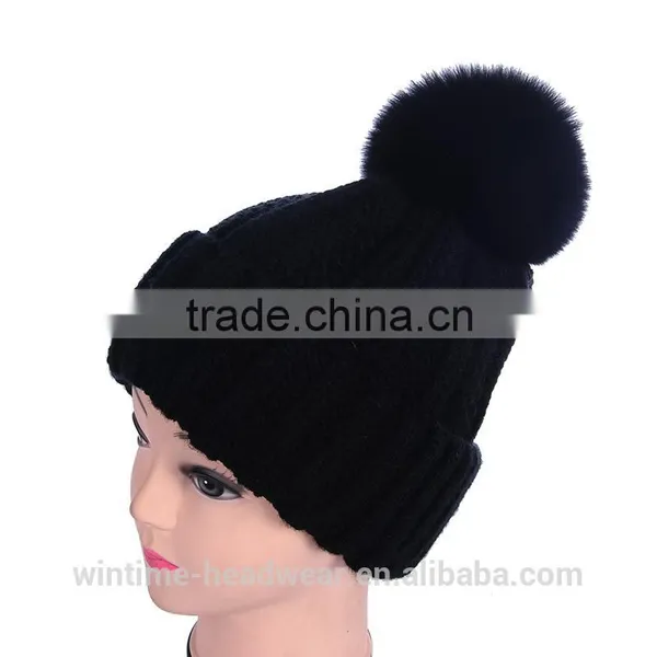 Colorful Solid Warm Woolen Cotton Beanie With Removable Top Ball photo-4
