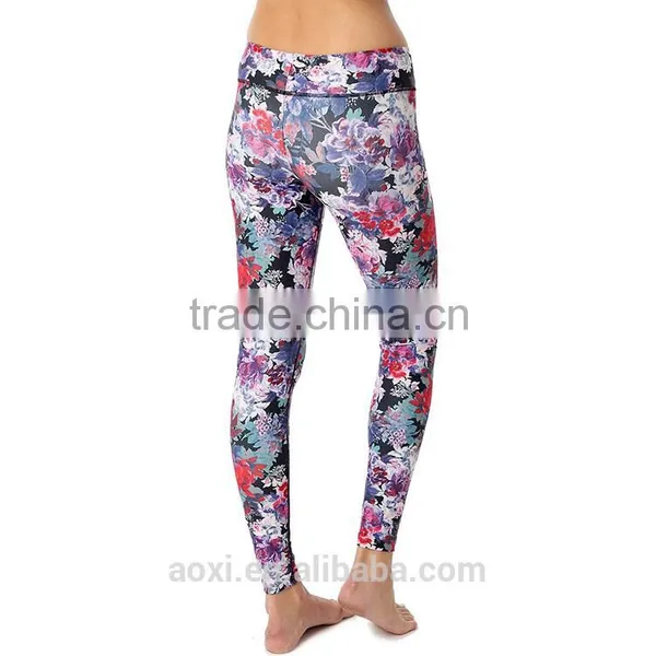 OEM Supplier Custom Design Fashion Print Mid Waist Unique Tight Woman Yoga Pants photo-2