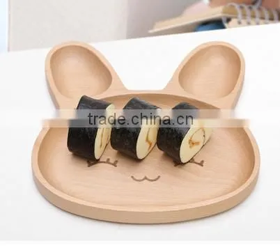 Kids Dinner Plate,beech Wood Food Tray,rabbit Shape Tray photo-3