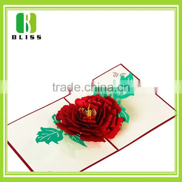 Handmade Offset Paper Printing 3d Pop up Folding Dried Flowers Greeting Cards photo-3