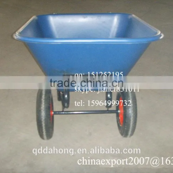 140L Double Wheels Heavy Duty Plastic Wheelbarrow for Construction and Garden Use photo-2