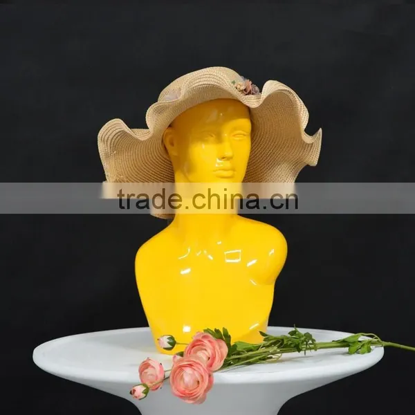 Fashion Fiberglass Yellow Female Mannequin Head For Scarf Display photo-2