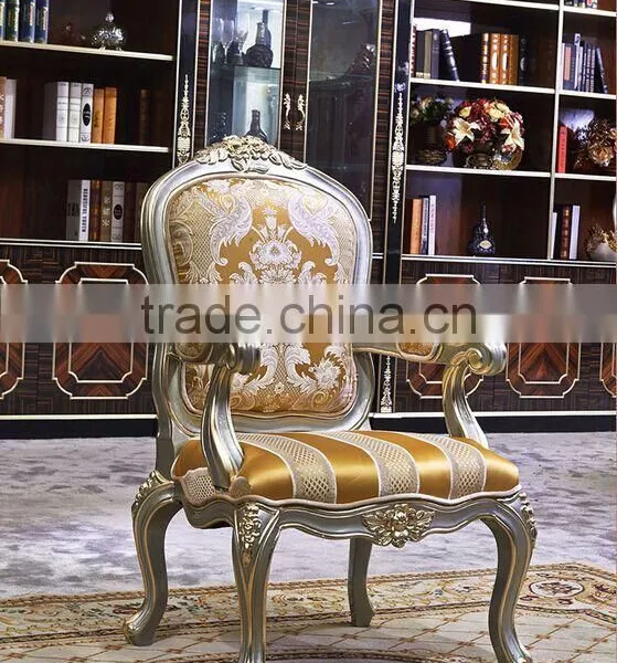 European Style Luxury Executive Office Desk, Classic Wood Carving Writing Table, Silver Foil Home Office Furniture (BF01-ML019) photo-6