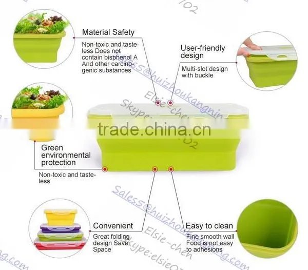Silicone Outdoor Food Box Silicone Collapsible Outdoor Food Box Silicone NON Leaking Food Box photo-4
