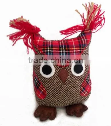 Store More Cute Owl Animal Woolen and Plaid Door Stopper - Medium photo-3