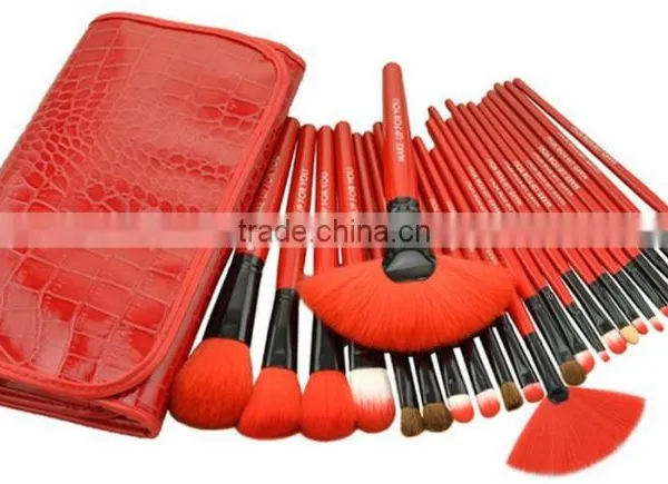 Popular Hot Selling 24 in 1 Make-Up Brush Set Red High Quality Comestic Brush With CROCO Bag For Brushes photo-3