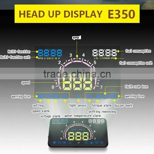 Latest Automotive E350 5.8" Inch Car OBD2 Headup LED OBD2 Display HUD photo-2