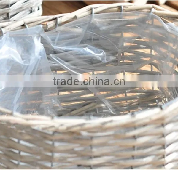 Handled Oval Wicker Woven Garden Plastic Liner Basket photo-6