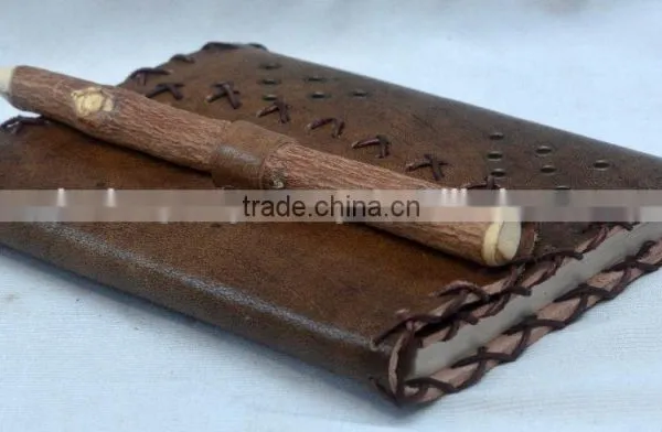 Handmade Vintage Leather Notebook With Pencil photo-3