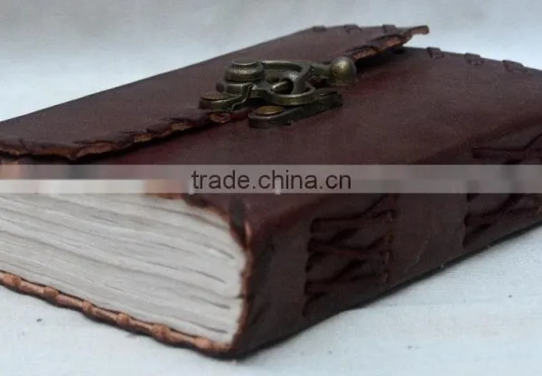 Handmade Vintage Side Stitch Leather Diary With Clasp photo-3