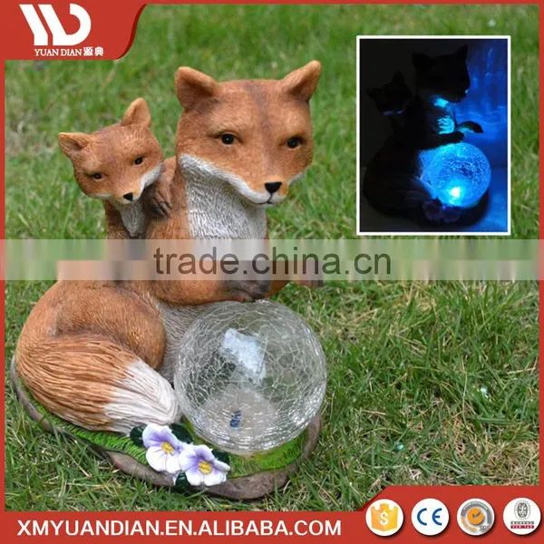 Online Shop China Art Work Fox Resin Craft Solar Garden Led Light photo-4