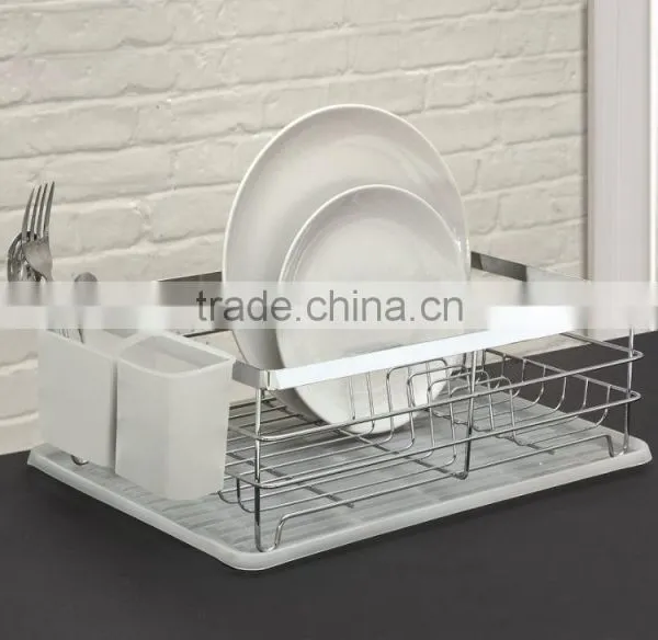 Single Chrome Dish Drainer With Plastic Tray and Cultery photo-2