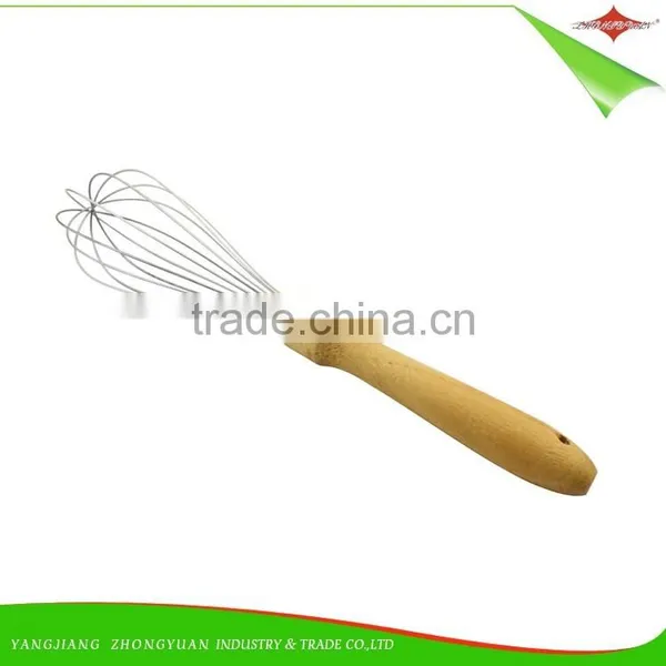 ZY-C1035 8 Inch Stainless Steel Head Egg Whisk Rubber Wood Handle Egg Beater photo-2