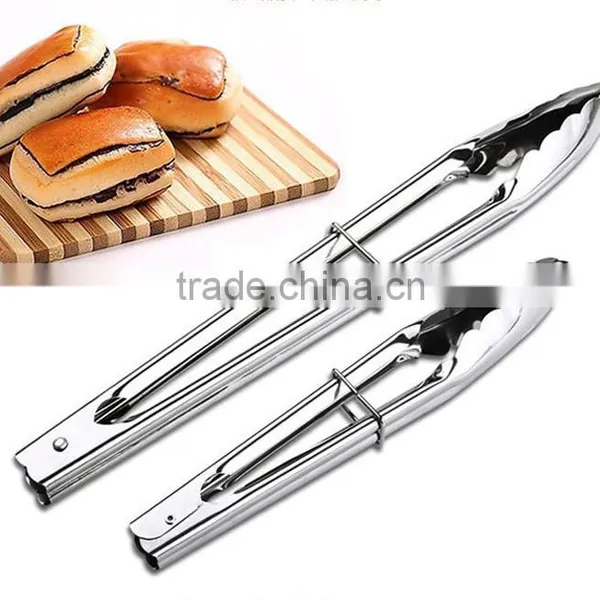 Kitchen Utensil 9'' 12'' Salad Vegetable Bread Food Tong Stainless Steel Food BBQ Tongs photo-2