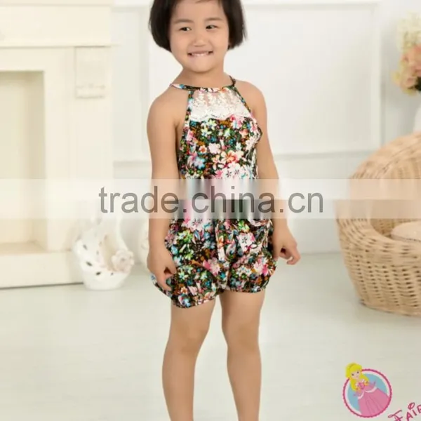 2017 Newest Rose Light Pink Floral Cotton Belt Jumpsuit for Baby Girls photo-4